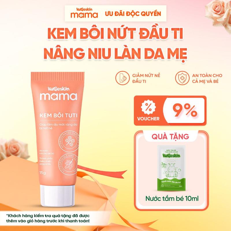 Kem Bôi Tuti Kutieskin Mama 15g Hỗ Trợ Dưỡng Ẩm, Giảm Tình Trạng Nứt Cổ Gà, Khô Nẻ Đầu Ti