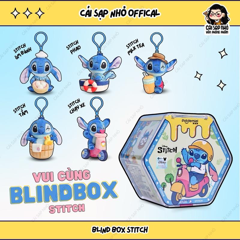 BLIND BOX MÓC KHOÁ STITCH XE ĐẠP CHÍNH HÃNG - 1 HỘP ĐỰNG 1 CON NGẪU NHIÊN