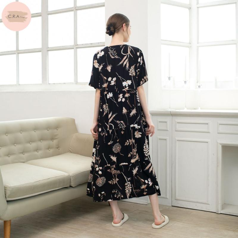 CRA OUTFIT - Maxi Dress Carly Series - CR1 Baju Bumil Kancing Panjang Casual Nyaman 1