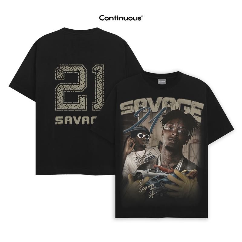 Product Introduction of Áo thun Continuous - CTNS - 21 SAVAGE X [Playboi Carti]/ Black 240GMS Sản phẩm 21