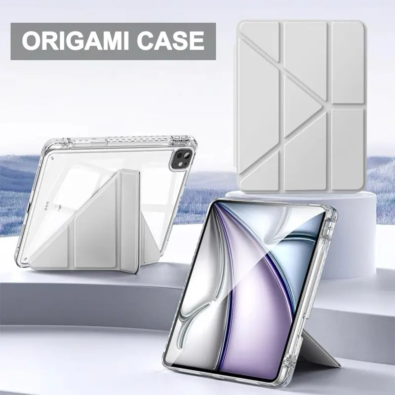 [Tặng bút cảm ứng] Bao da iPad Origami gấp gọn cho iPad Pro,iPad Air,iPad Gen có ngăn đựng bút, phụ kiện Ốp Case Chống Sốc