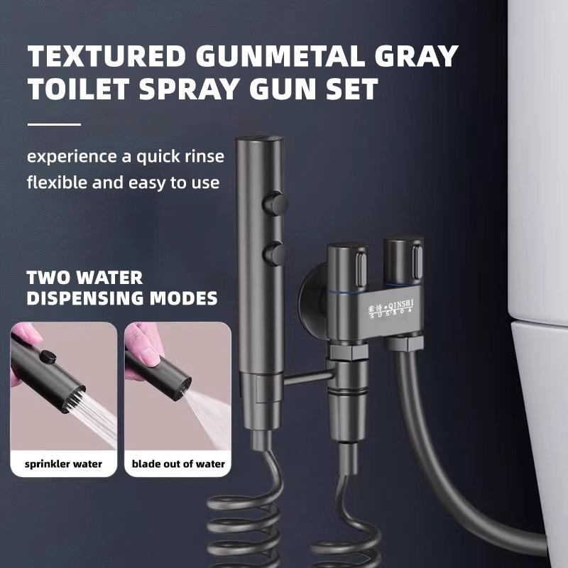 Product Introduction of Stainless Steel Handheld Bidet Sprayer, Bidet Sprayer with Double Outlet Angle Valve, Bathroom Shower Equipment for Daily Cleaning 4