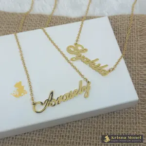 KRISNA MONEL - Kalung Nama Anak s/d Dewasa Rantai Titanium Free Ukir