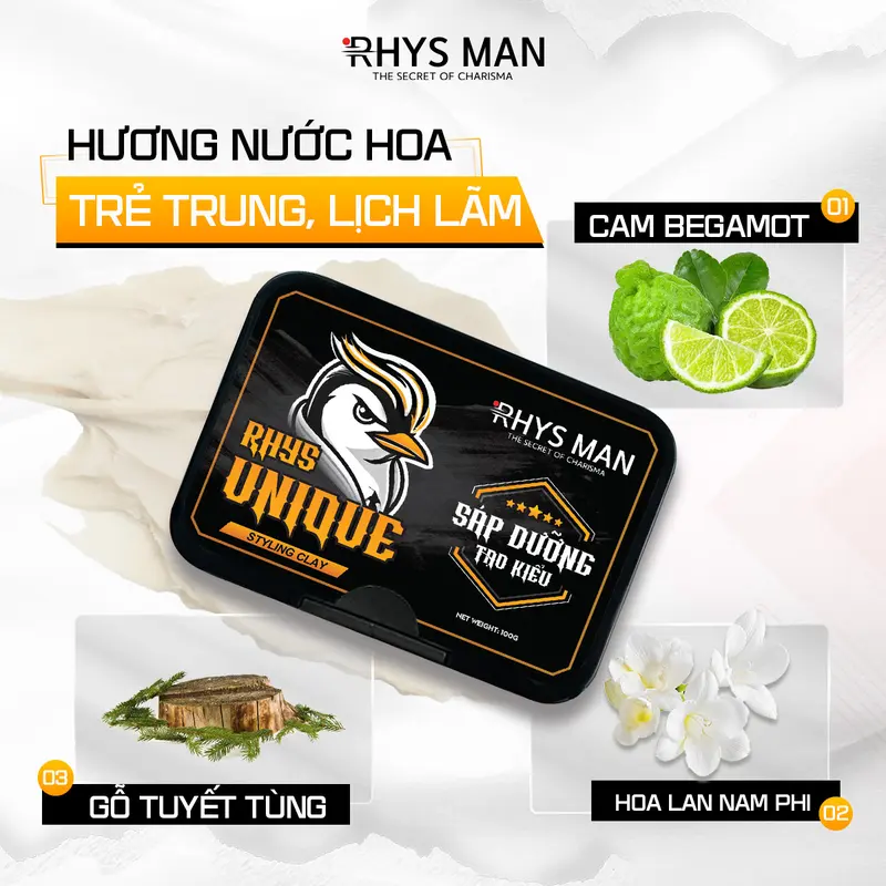 [Mua 1 Tặng 1 Lược tạo kiểu] Sáp vuốt tóc nam RHYS MAN Pomade/Clay giữ nếp tạo kiểu tự nhiên 50g/100g Chăm Sóc Tóc Dưỡng Tóc Chăm Sóc Tóc Dưỡng Tóc 2