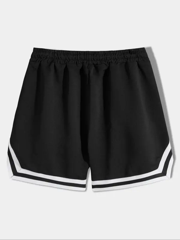 Men's Regular Fit Solid Color Striped Trim Shorts, Casual Comfy Breathable Shorts for Summer, Men's Bottoms for Daily Wear 5