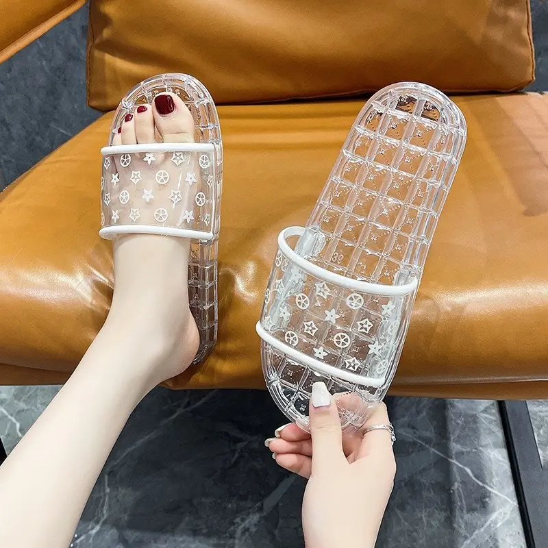 Dép nhựa  trong suốt pha lê mềm dẻo ,dép đi trong nhà,dép quai ngang nam nữ chống trơn trượt mãHG366  Slipper DéP Có Quai