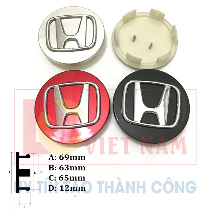 01 chiếc Logo chụp mâm bánh xe ô tô Honda Honda Accord, Odyssey, CRV, Civic, City... đường kính 69mm HD69
