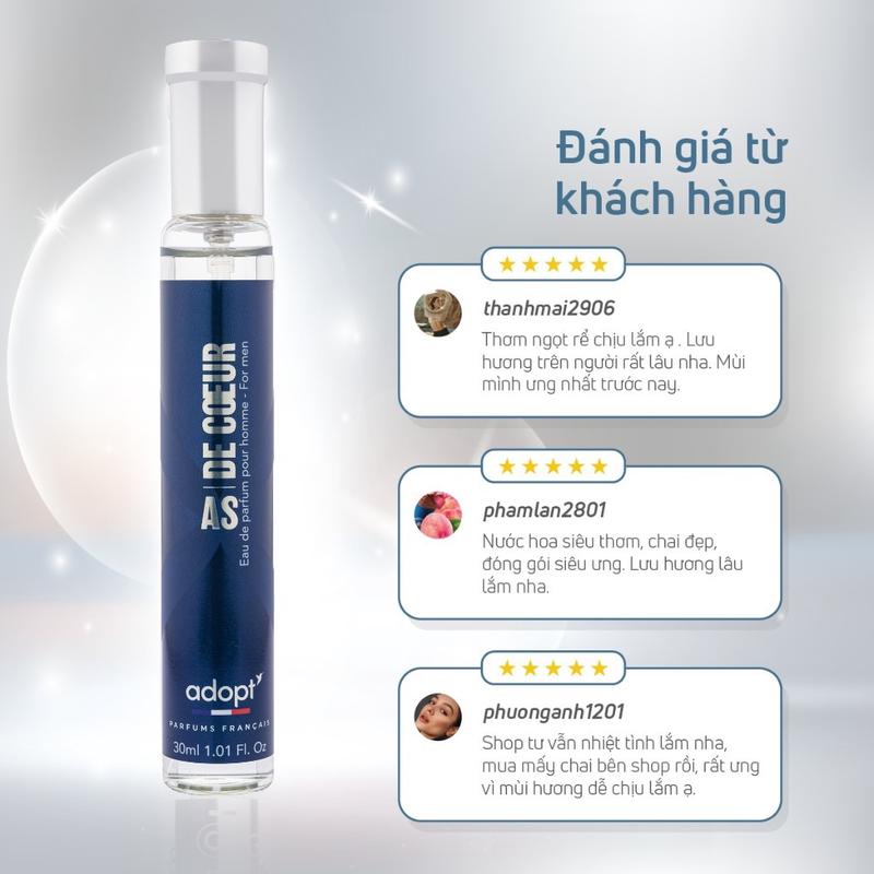 Nước hoa nam,nước hoa chính hãng Adopt hương thơm bad boy cá tính - As De Coeur dung tích 30ml 1