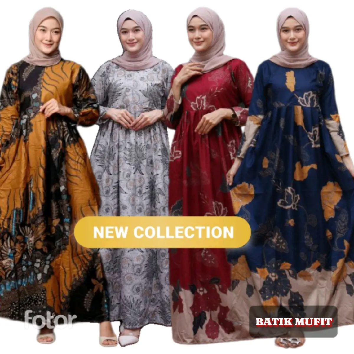 DRESS BATIK BAJU WANITA KEKINIAN STANDAR DAN JUMBO BISA COD Katun Poliester Bunga Setrip Polka Dot Dress Muslim Panjang Nyaman Motif Formal Hitam Cokelat Navy Putih