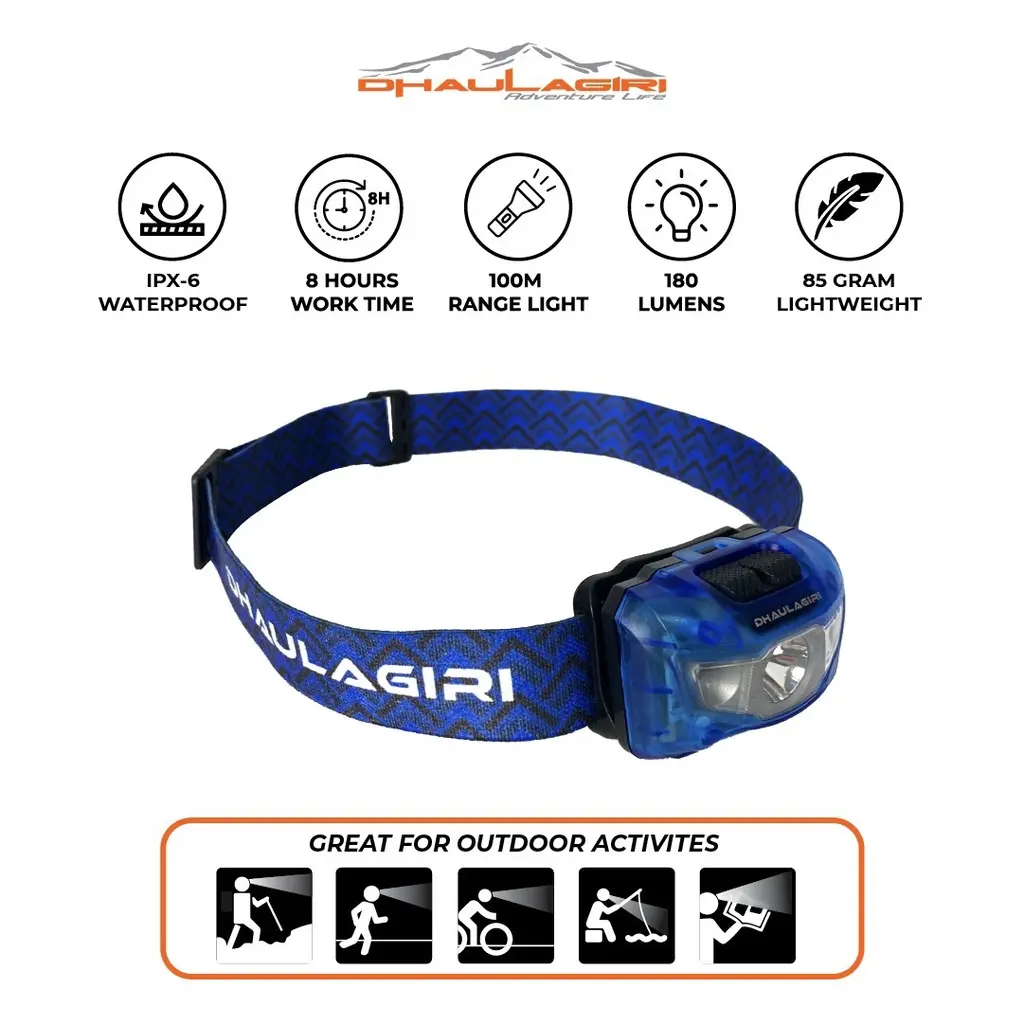 HEADLAMP DHAULAGIRI HL 858 WATERPROOF IPX6  SENTER KEPALA CAMPING OUTDOOR HEADLAMP GUNUNG HIKING SENTER OUTDOOR TERMURAH