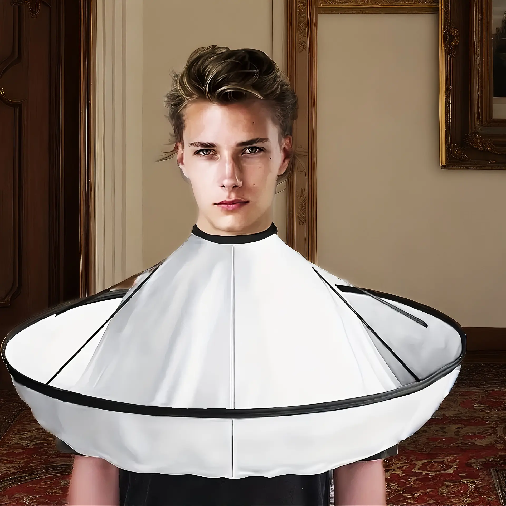 1pc Barber bib Non-stick hair clipping cape bib, home barber apron ...