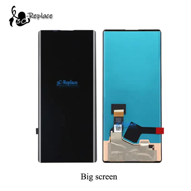 Màn hình LCD OLED, dành cho LG Wing 5G LMF100N, LMF100V, LM-F100N, LM-F100V, F100TMK, LM-F100, F100TMK, LMF100VM1, LMF100VM1, LMF100EMW, LMF100EMW, LMF100VMY, LMF100VMY, Bảng điều khiển cảm ứng màn hình, Lắp ráp bảng số hóa, với khung 3