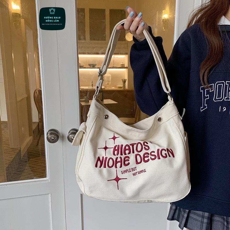 Túi tote đeo chéo Phong Cách Hàn Quốc Cho Nam Nữ size to ,vừa a4 ,sách vở đi học đi chơi thời trang - TC Canvas Design