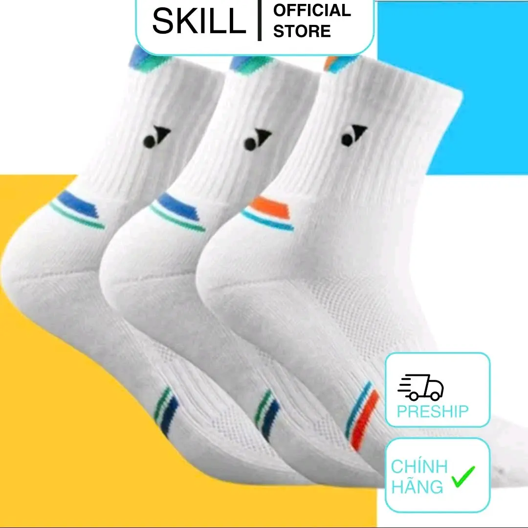 [SKILL][TẤT Y.O.N.E.XX] Tất Thể Thao Chơi Cầu Lông, Tennis Tất Phối Màu Chất Liệu Cotton Dày Dặn KlM01 YNM01