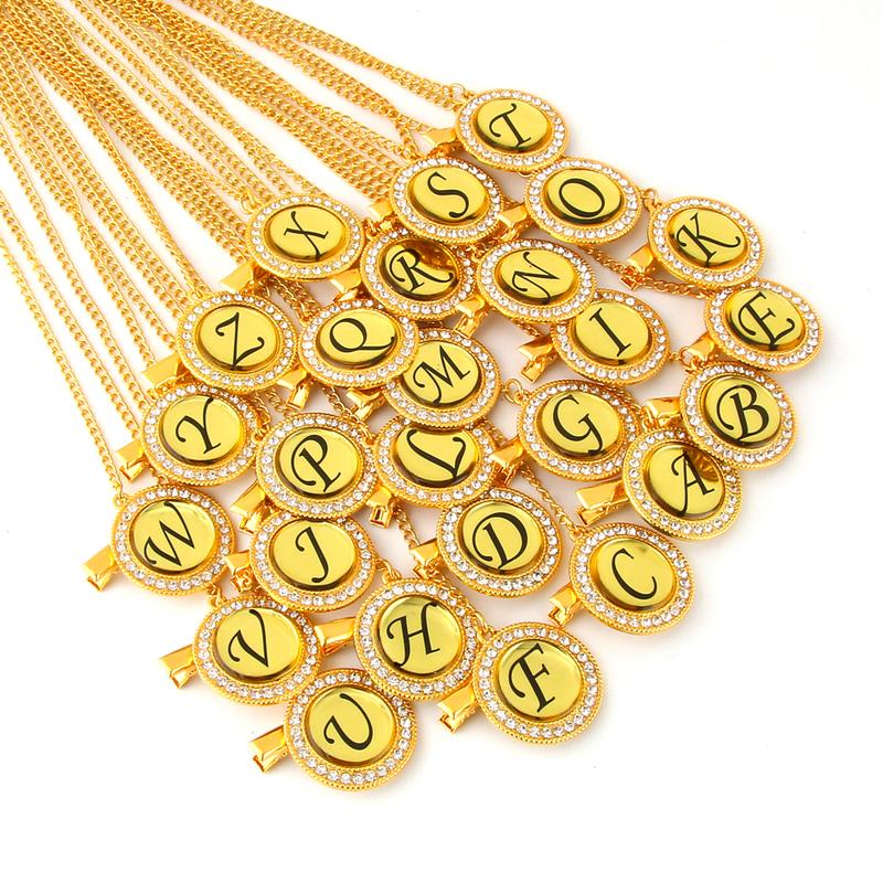 Product Introduction of Bling Baby Pacifier Clip Golden Any Initials Letter Pacifiers Chain Holder Baby Dummy Clips Safe Metal Chains 1
