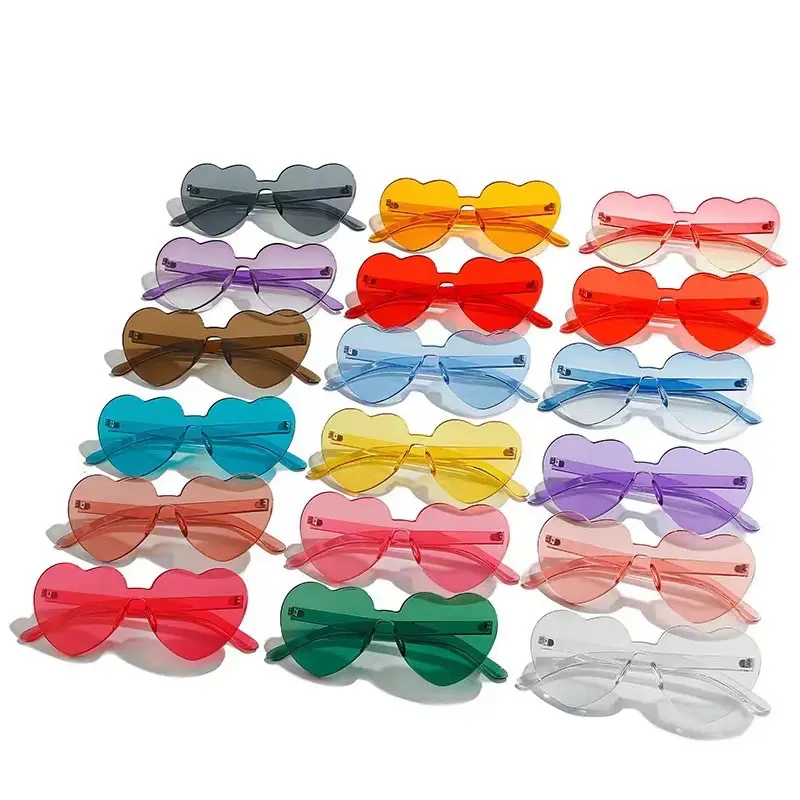 New Transparent Jelly Heart-Shaped Sunglasses - Stylish Unisex Love Design for Men & Women