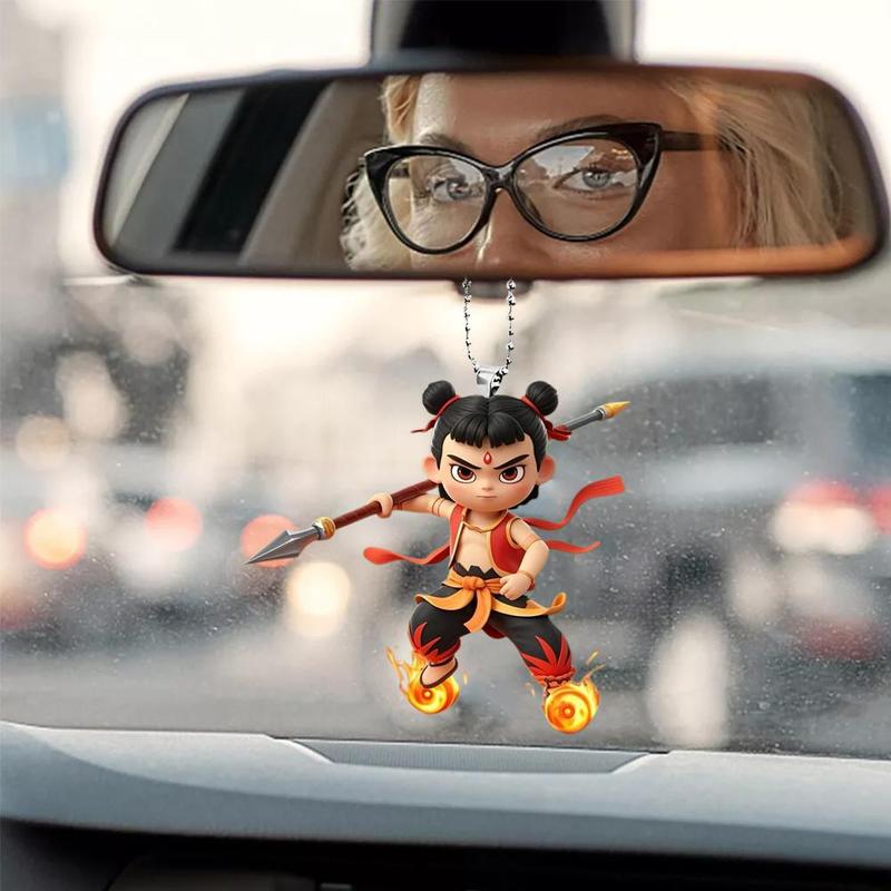 Product Introduction of Nezha 2 Anime Character Design Car Interior Cartoon Rearview Mirror Decoration 18