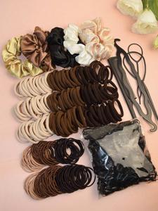 Women's Simple Style Elastic Hair Ties, 1 Set High Stretch Ponytail Holder, Variety of Hair Accessories Set for Daily Use
