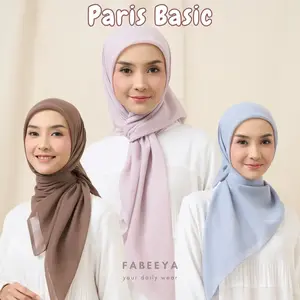 Fabeeya - Paris Basic Old Plain Square Hijab Segi Empat Paris Jadul Premium Jahit Tepi Rapi Tegak Mudah Diatur Nyaman