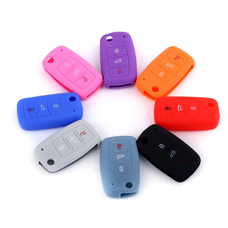 Silicone Car Key Case, Car Key Protector, Car Key Protective Cover, Key Case for Volkswagen Bora, Lavida, Touran, Tiguan, Passat and Octavia Cars 2