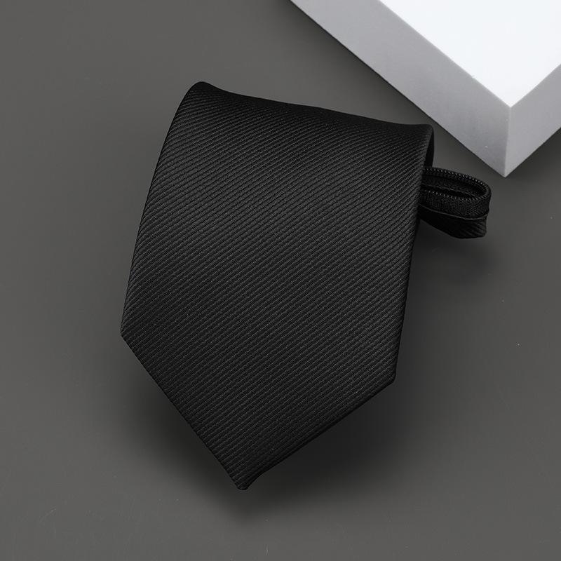 Product Introduction of Business Zipper Tie Men's and Women's Formal Wear Black Bridegroom Wedding Korean Style Narrow Lazy People No Stripes 10
