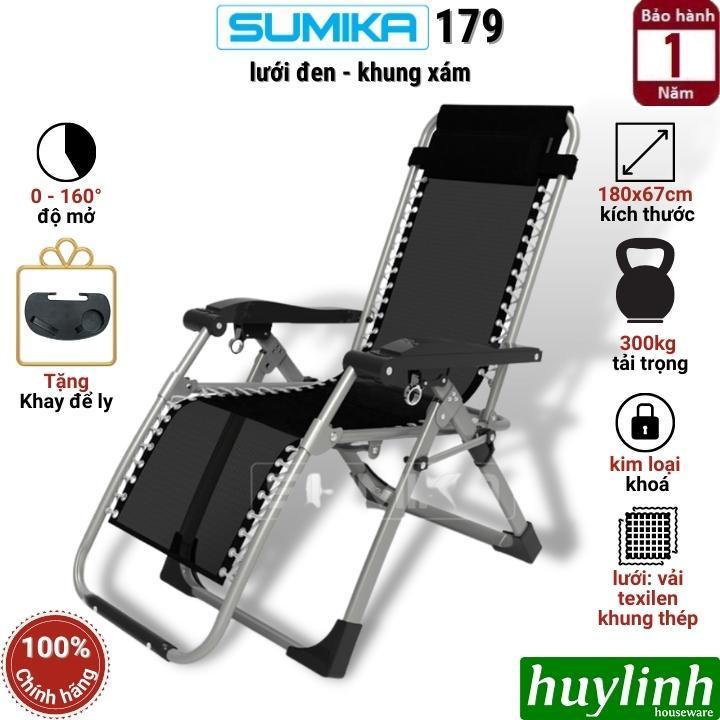 Ghế xếp gấp thư giãn Sumika 179 - Có khay để ly - Tải trọng 300kg - Khoá Kim Loại