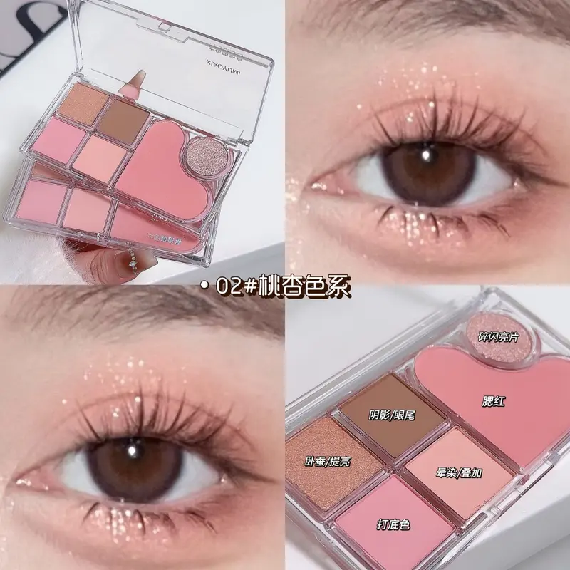 Bảng Phấn Mắt 6 Ô Bắt Sáng Kèm Má Hồng siêu xinh XIAOYUMI (B7) 1
