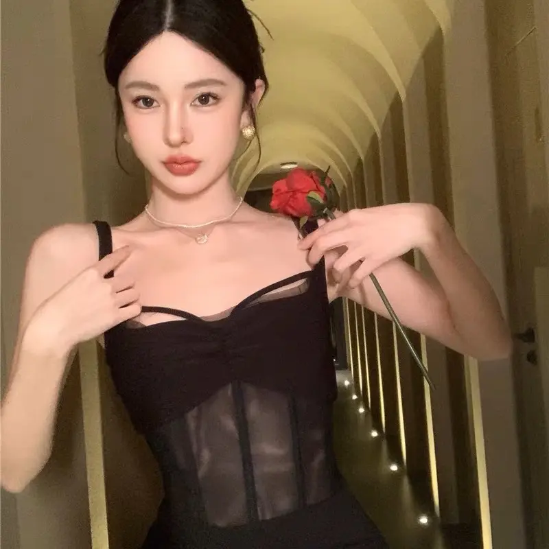 Váy dây đen đi tiệc Nữ Khuy Nữ Khuy 3