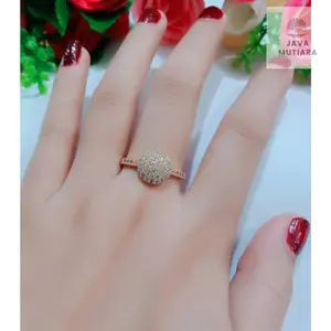 PERHIASAN WANITA PERHIASAN FASHION CINCIN TITANIUM MOTIF PERMATA BULAT TERBARU ANTI LUNTUR