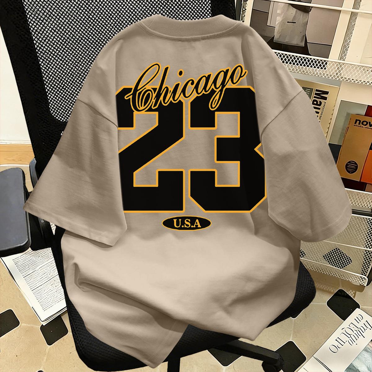 Kaos Lengan Pendek Gaya Retro Amerika Bergambar Bola Basket Nomor 23, 100% Katun, Potongan Longgar, Ukuran Besar, Kerah Bulat, Unisex Kaos Lengan Pendek Gaya Retro Amerika Bergambar Bola Basket Nomor 23, 100% Katun, Potongan Longgar, Ukuran Besar, Kerah Bulat, Unisex