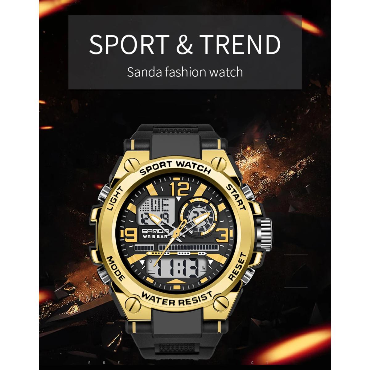 Men Sports Quartz Watches Dual Display LED Electronic Digital Wristwatches Waterproof Military Watch Relogios Masculino