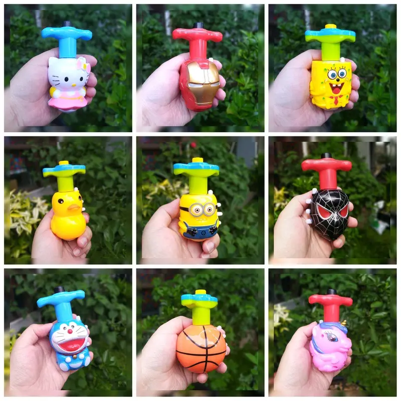 mainan gasing led plus music Laba-laba spiderman SpongeBob doraemon iron man captain AMERIKA bola Gyroscop ufo flasing hello kitty bebek unicorn hadiah anak mainan tradisional gading led bercahaya 0