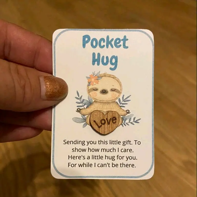 Pocket Hug sloth, thinking of you, I miss you gift, make me happy gift, little pocket Hug, stocking filler, secret santa, gift for her