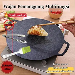 Wajan  Multifungsi Alat Pemanggang / Tempat Pemanggang BBQ Grill Pan orea Datar Anti Lengket Ukuran 34cm Kitchenware Baja Teflon