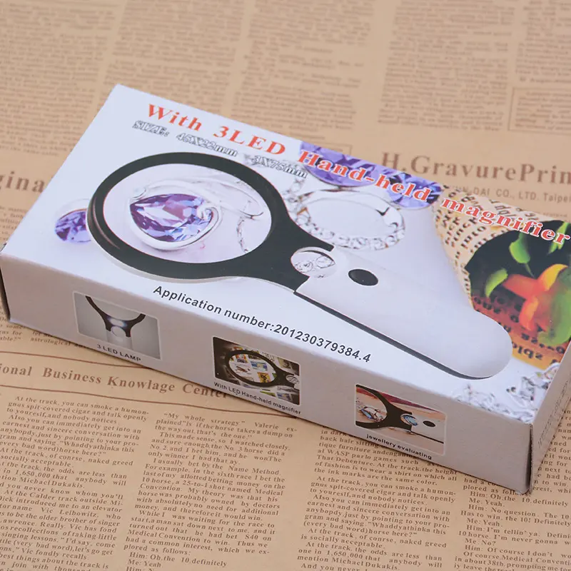 Kính lúp cầm tay 3X-45X với 2 thấu kính riêng biệt, tích hợp đèn led đọc sách, sửa chữa đồng hồ, điện tử 3