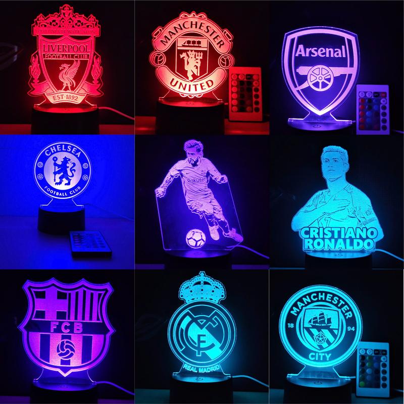 Đèn led 3D trang trí, đèn ngủ các câu lạc bộ bóng đá, quà tặng lưu niệm