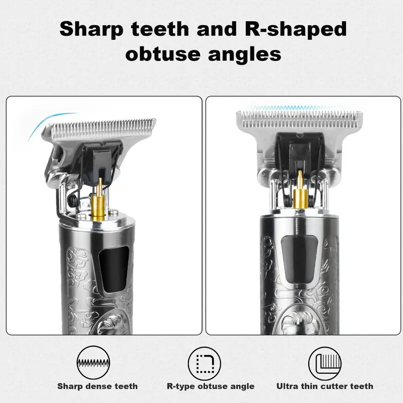 Cordless USB Charging Men Hair Trimmer Kit, 1 Set Electric Hair Clipper & Limited Comb & Charging Cable & Cleaning Brush & Safety Buckle, Professional Clippers for Men 3