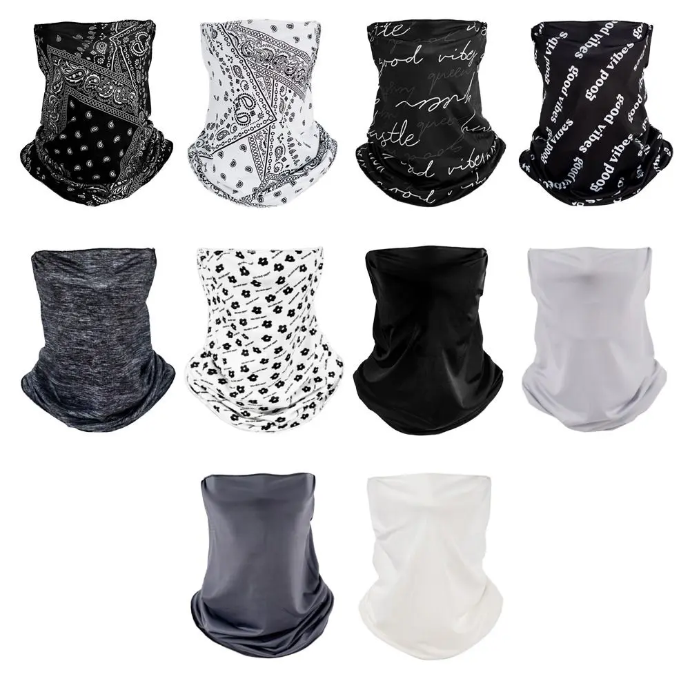 Neck Protection Breathable lce Silk Bandana Elastic Hanging Ear Cycling Balaclava Face Cover Scarf Men Women