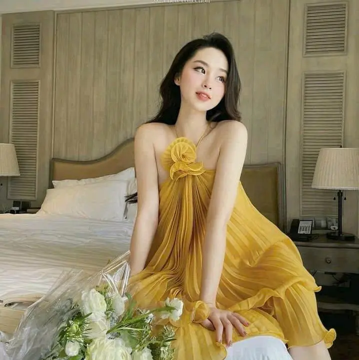 SIÊU PHẨM ĐẦM VOAN DẬP LY 2 LỚP CÓ LÓT QUẦN LAI  & HOA CUỐN BIÊN 4 MÀU Y HÌNH