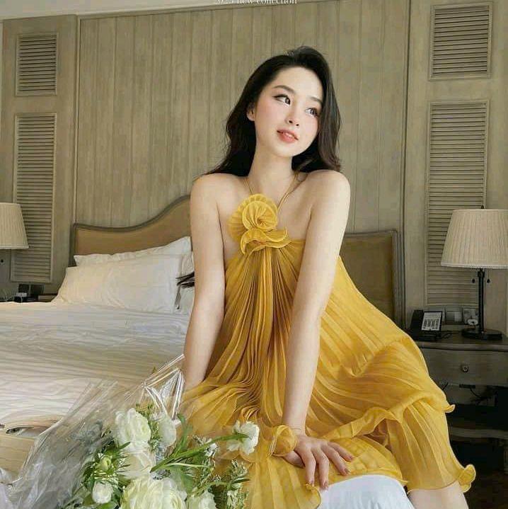 SIÊU PHẨM ĐẦM VOAN DẬP LY 2 LỚP CÓ LÓT QUẦN LAI  & HOA CUỐN BIÊN 4 MÀU Y HÌNH 0