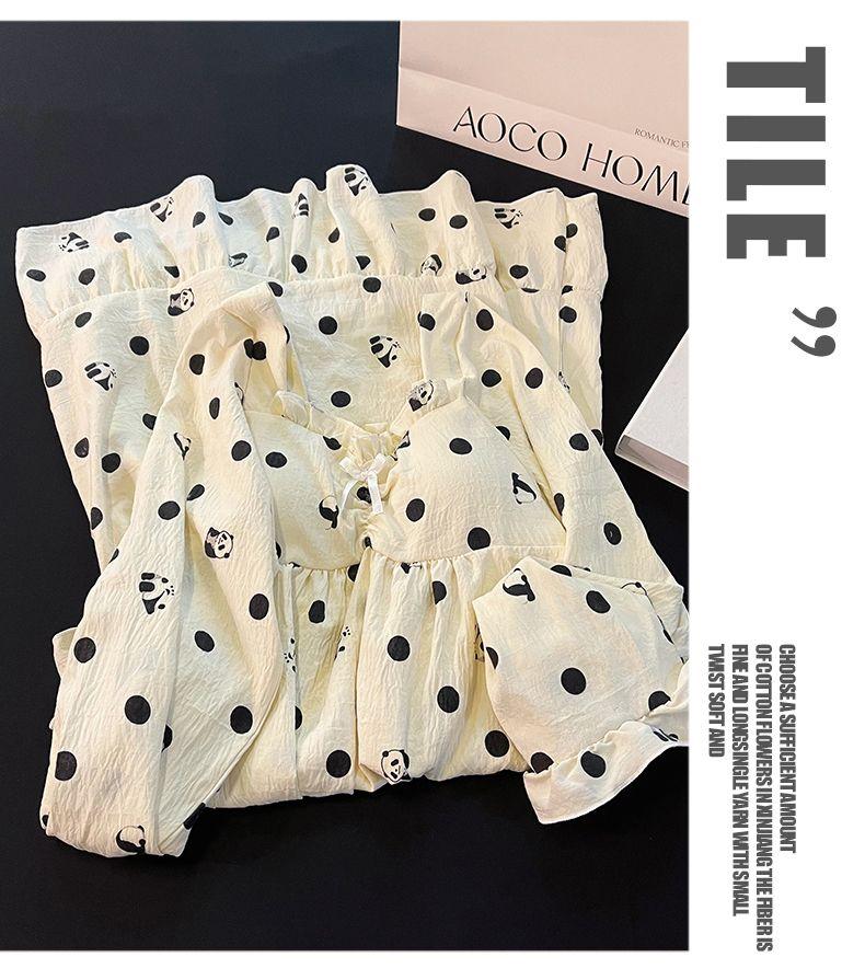 Product Introduction of Đồ Ngủ Nơ Hồng, Dành Cho Nữ, Bộ Sưu Tập Mùa Xuân Và Mùa Thu, Váy Ngủ Dài Tay, Có Đệm Ngực, Phong Cách Công Chúa Ngọt Ngào Và Dễ Thương, Dáng Rộng Vừa Vặn, Thích Hợp Mặc Nhà, Năm 2024 4