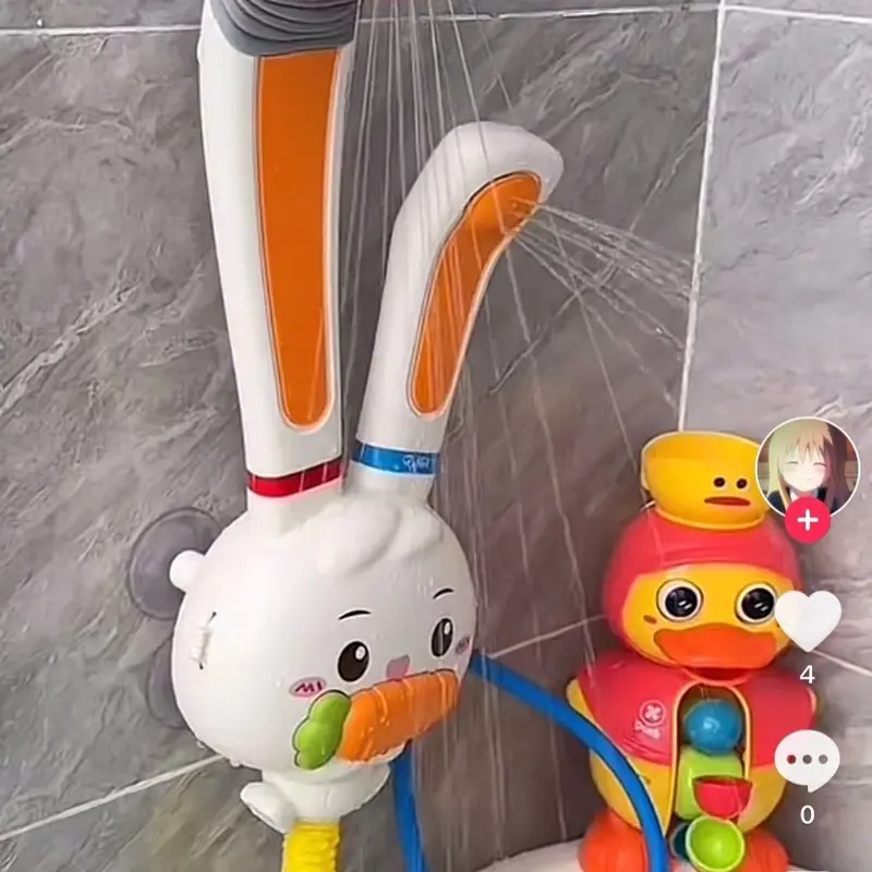 ( Tặng pin)Đồ Chơi vòi Tắm Hình Tai Thỏ 2 Trong 1- Đồ chơi nhà tắm vòi hoa sen 5