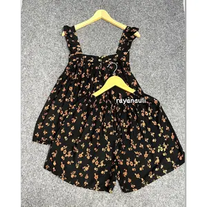 Setelan Pendek Tanktop Vira Rayon Baju Jumbo Bali Wanita Dewasa Renda Motif Bunga All Size & Jumbo Variasi