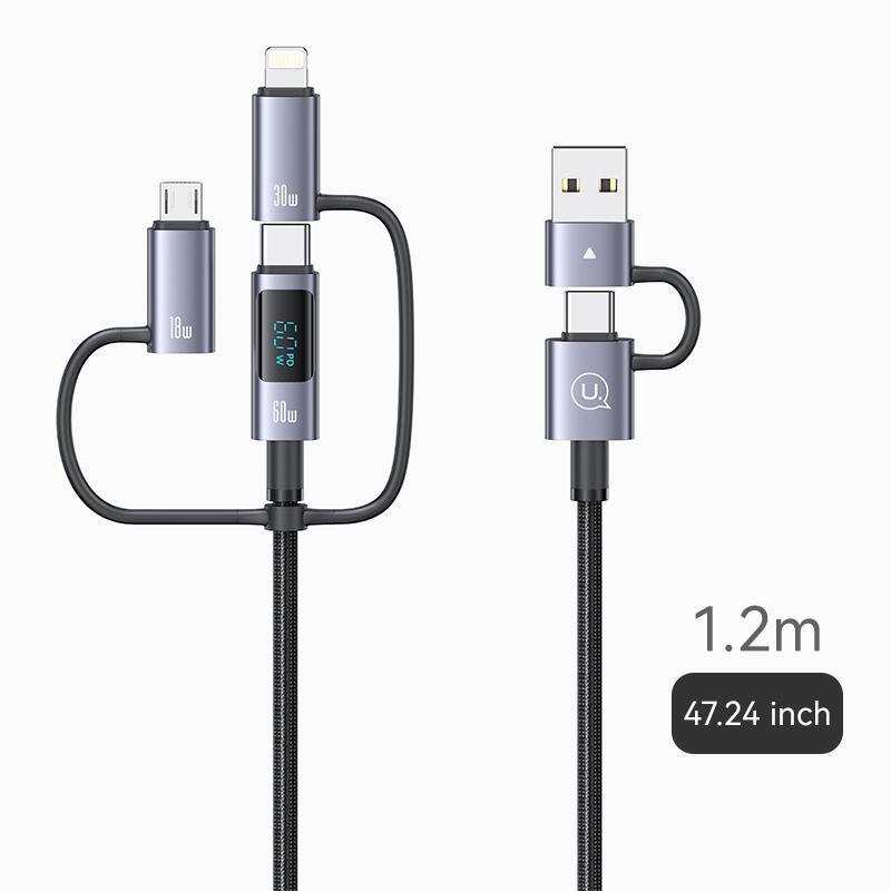 Product Introduction of USAMS Multifunctional Fast Charging Data Cable, 60W Fast Charging Cable with Digital Display 1