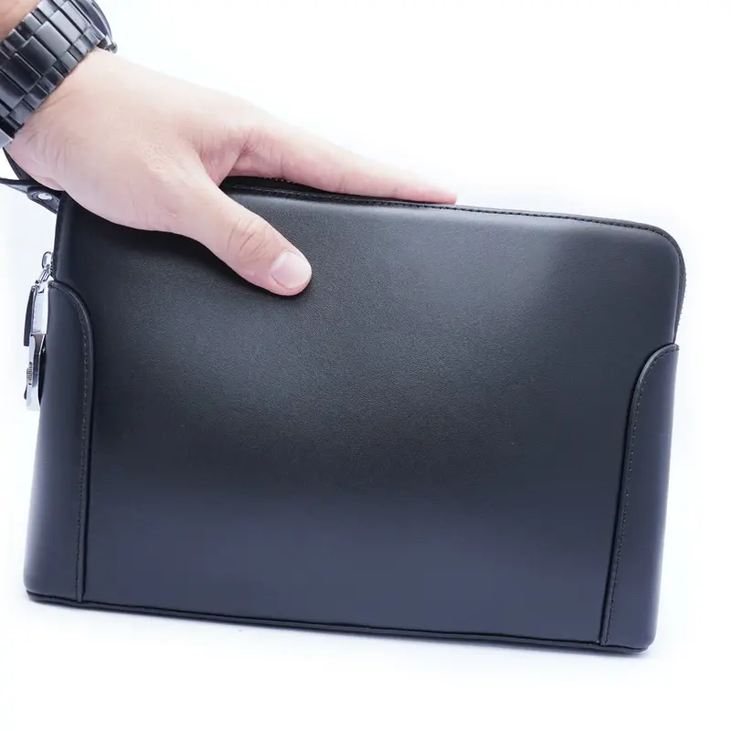 Túi kẹp nách nam da bò , clutch da cao cấp ví nam cầm tay khóa số tự động TB01 5