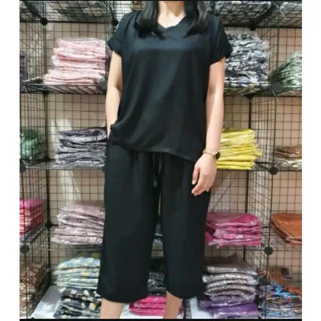 Setelan Andin Murah Terbaru Crinkle Airflow - Bahan Adem dan Tidak Nerawang Wanita Celana Atasan Dewasa 7