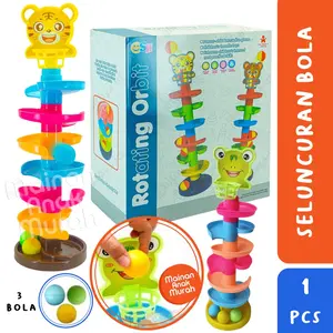 Rotating Orbit Mainan Edukasi Seluncuran Bola Luncur Rolling Ball Rail Mutar 7 Susun