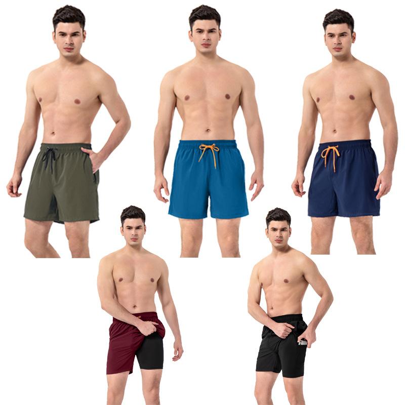 Product Introduction of European and American Men's Swim Shorts with Zipper Pocket, Two-in-One Beach Shorts, Anti-Embarrassment, Quick-Dry, Water-Resistant Lining Shorts 1