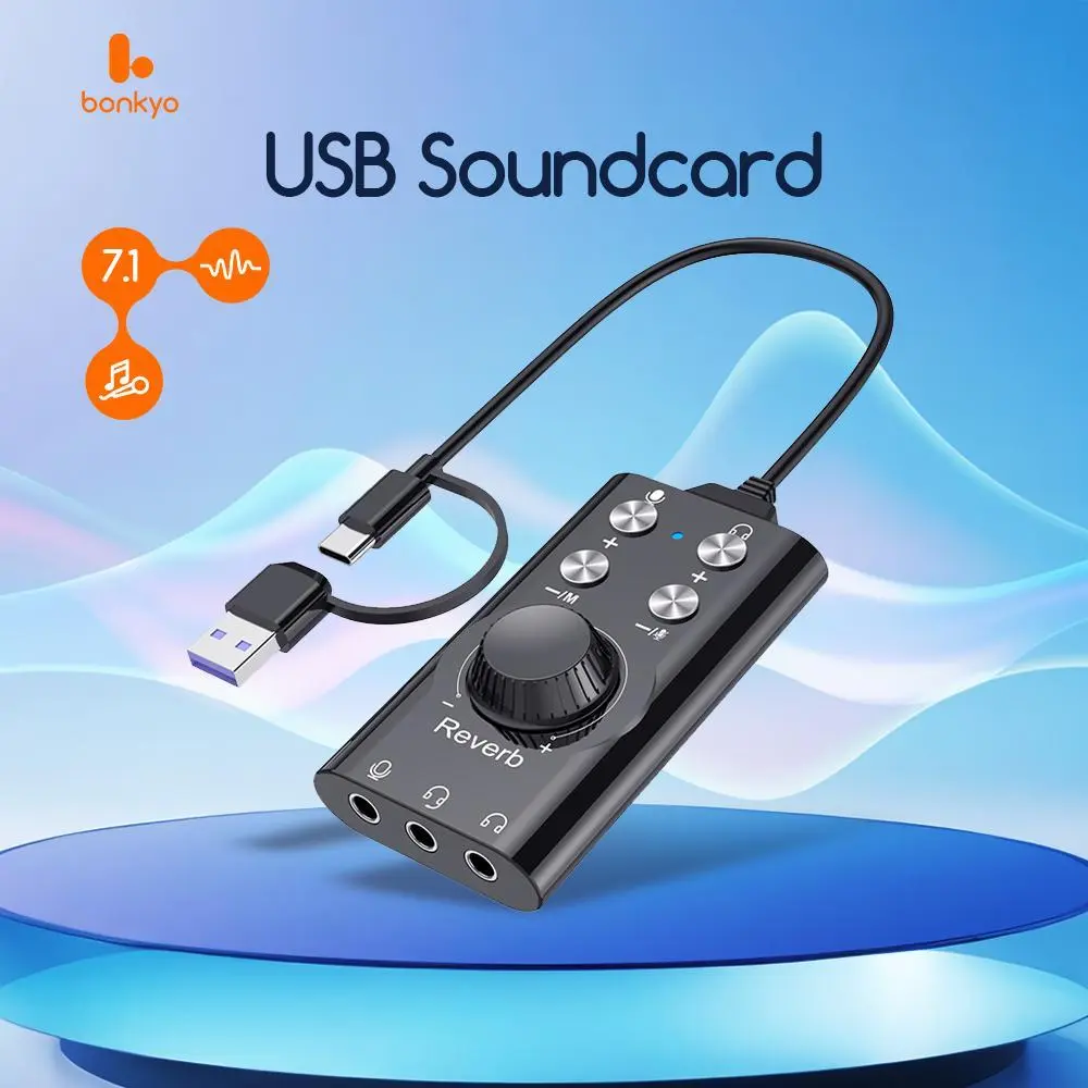 Bonkyo 【YOUR VOICE BECOMES PRO IN JUST 1 CLICK!】BP1032 Sound Card - Crazy Cool Singing/Gaming/Live Streaming!