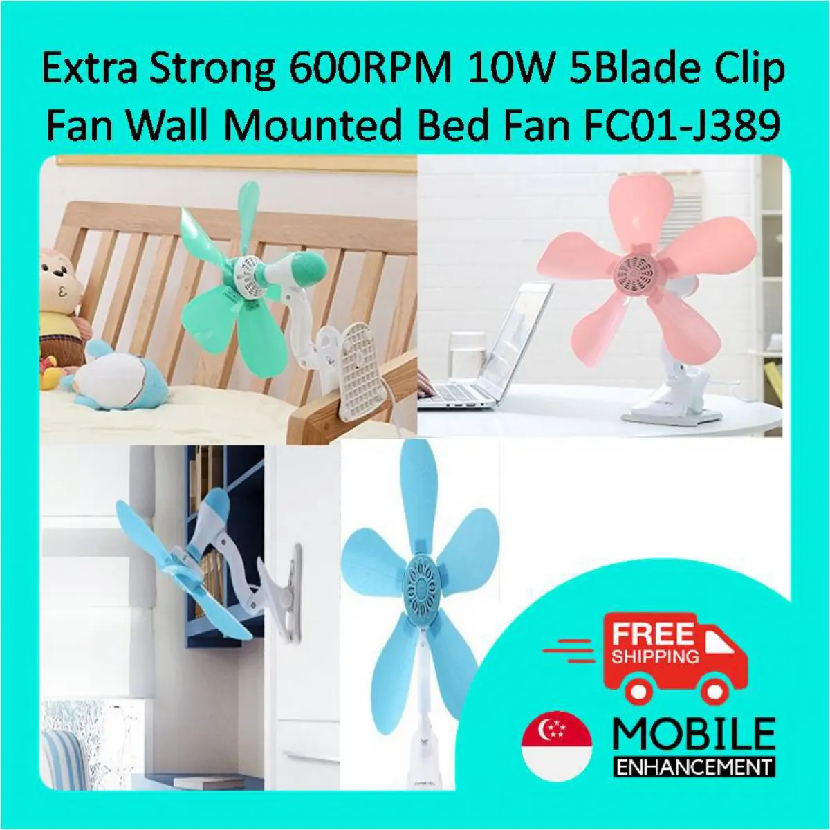 Portable Fan EXTRA STRONG 600RPM 10W 5 Blades Clip Fan Wall Mounted Bed  Table  Electric Fan Electric Clip Fan